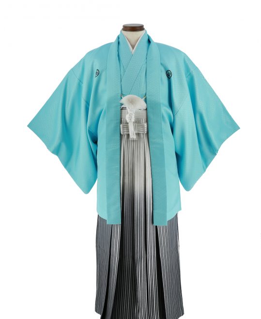 紋付袴レンタル・成人式・結婚式・卒業式|水色　菱形模様[身長170cm対応]No.209